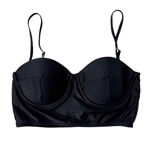 Albion Other - Albion Hailey Crop Bikini Swim Top Black Padded Underwire Bustier Swimwear M